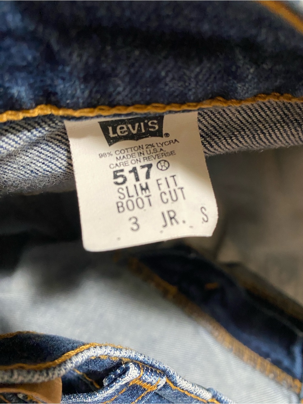Vintage 90s Levi's 517 Slim Fit Bootcut Jeans Made in USA 3 JR S - Picture 2 of 6